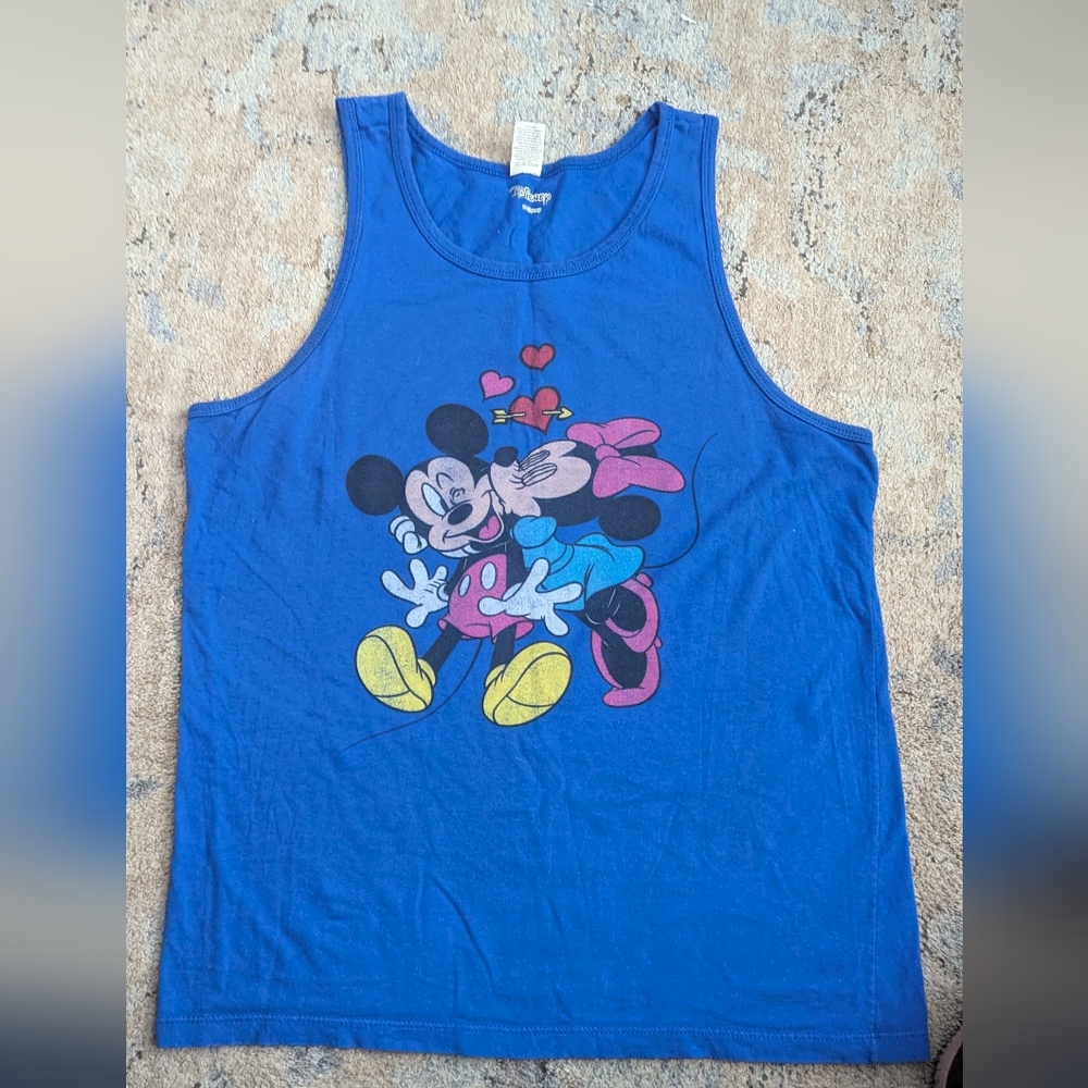 ❤️ Disney Blue Tank Top with Mickey and Minnie Design